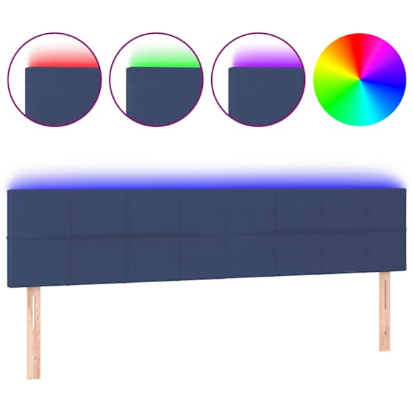 vidaXL LED-voodipeats, sinine, 200x5x78/88 cm, kangas