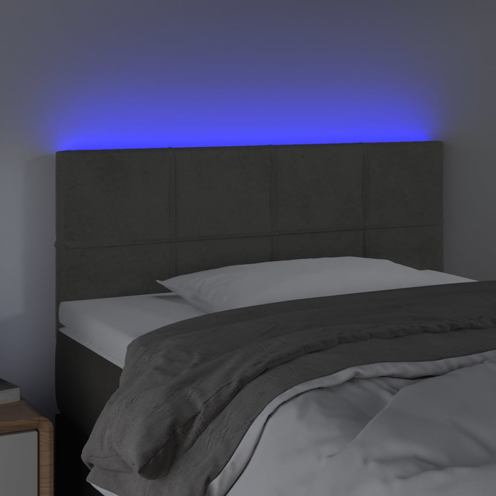 vidaXL Hoofdbord LED 80x5x78/88 cm fluweel donkergrijs afbeelding