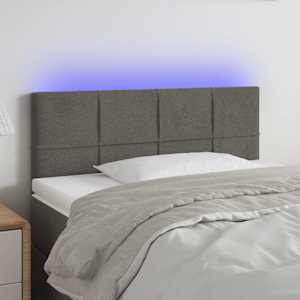Čelo postele s LED tmavě šedé 80 x 5 x 78/88 cm samet - obrázek 1