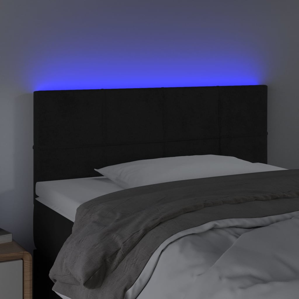 vidaXL Hoofdbord LED 80x5x78/88 cm fluweel zwart afbeelding