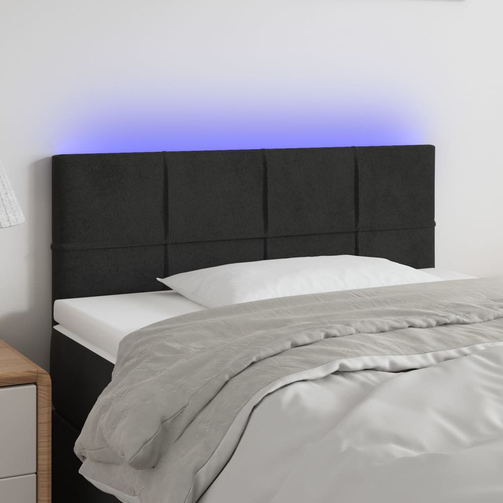 vidaXL TÄƒblie de pat cu LED, negru, 80x5x78/88 cm, catifea