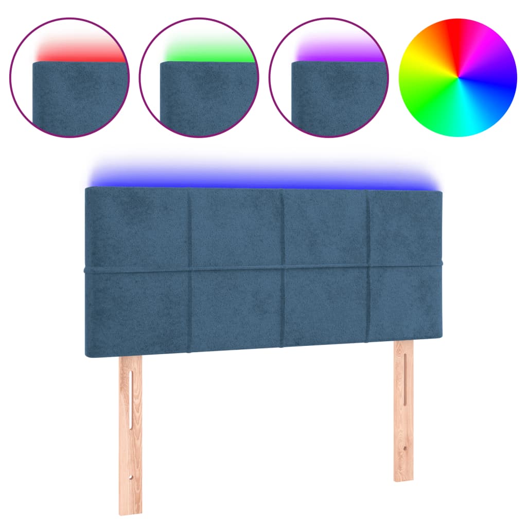 vidaXL ÄŚelo postele s LED tmavÄ› modrĂ© 80 x 5 x 78/88 cm samet