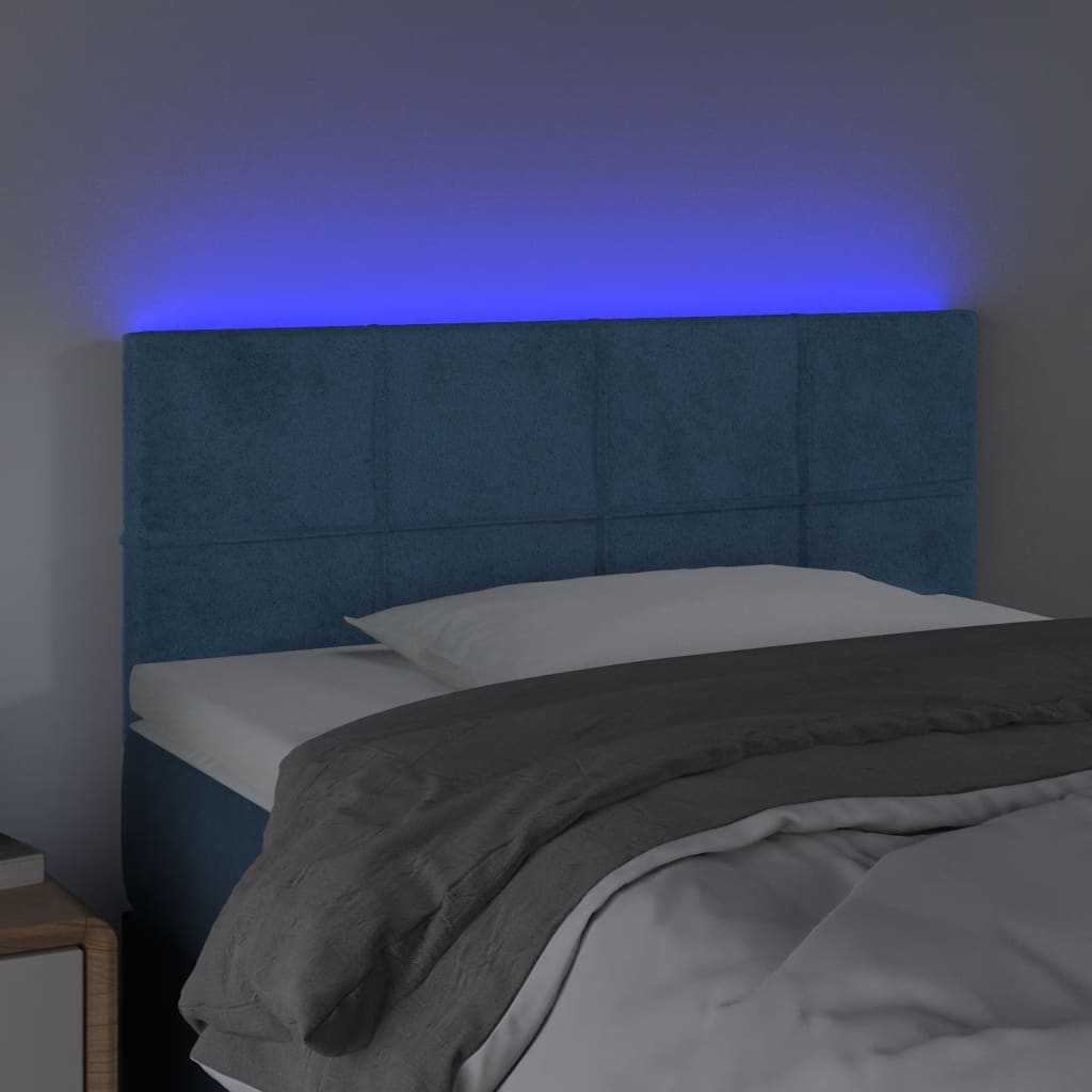 vidaXL Hoofdbord LED 80x5x78/88 cm fluweel donkerblauw afbeelding