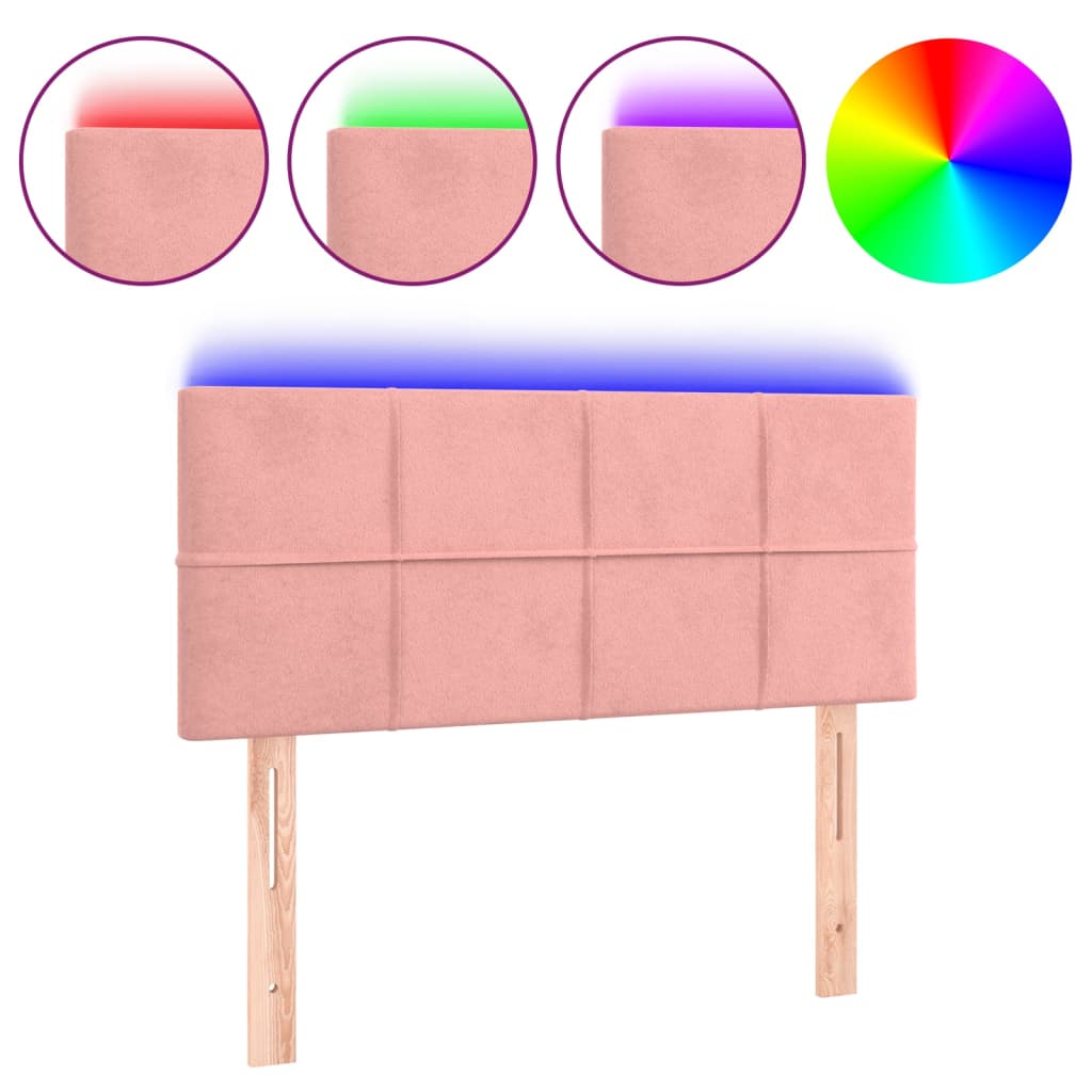 vidaXL Čelo postele s LED růžové 80 x 5 x 78/88 cm samet