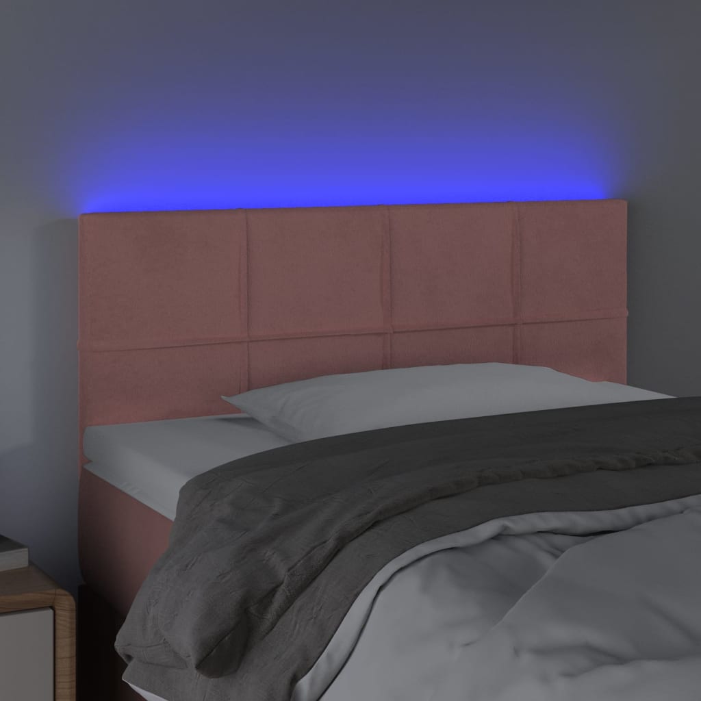 vidaXL Hoofdbord LED 80x5x78/88 cm fluweel roze afbeelding