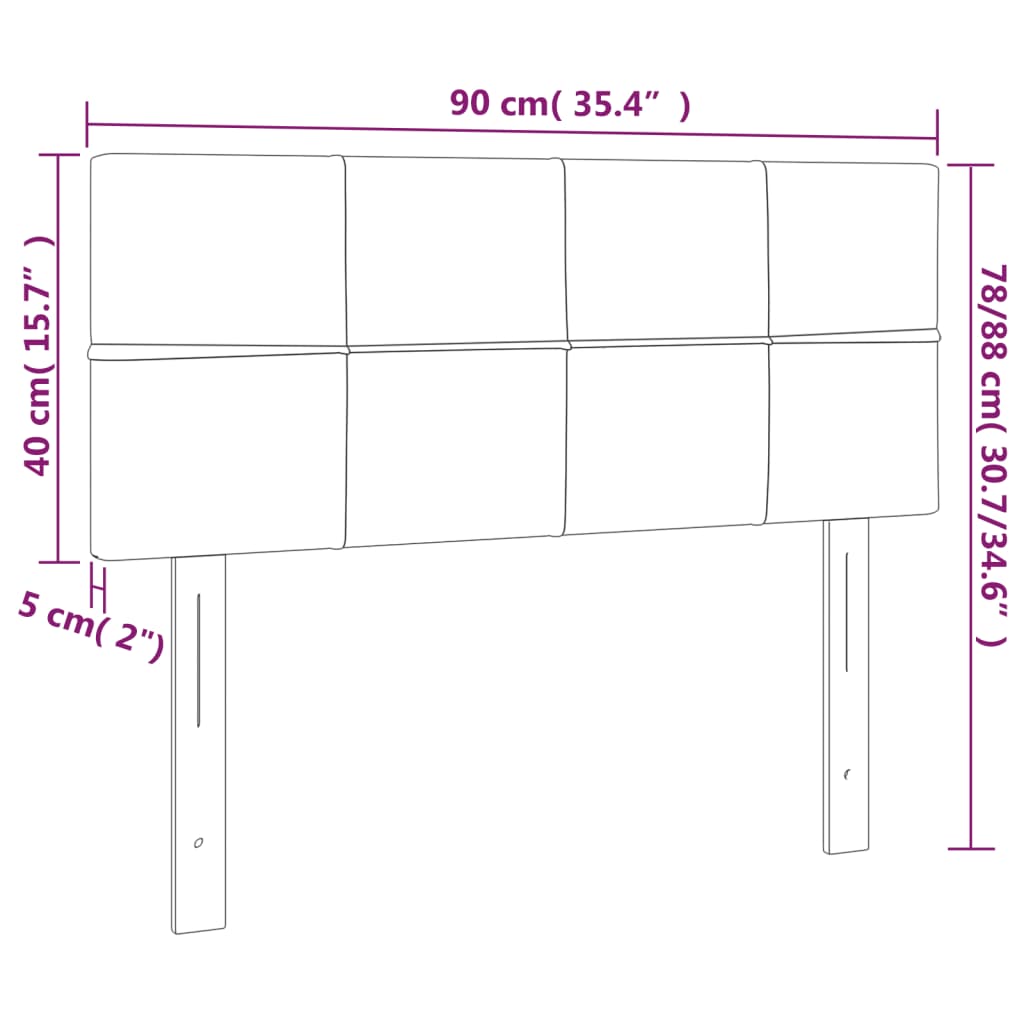 világosszürke bársony LED-es fejtámla 90x5x78/88 cm