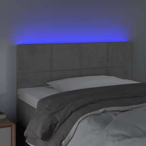 Čelo postele s LED světle šedé 90x5x78/88 cm samet - obrázek 3