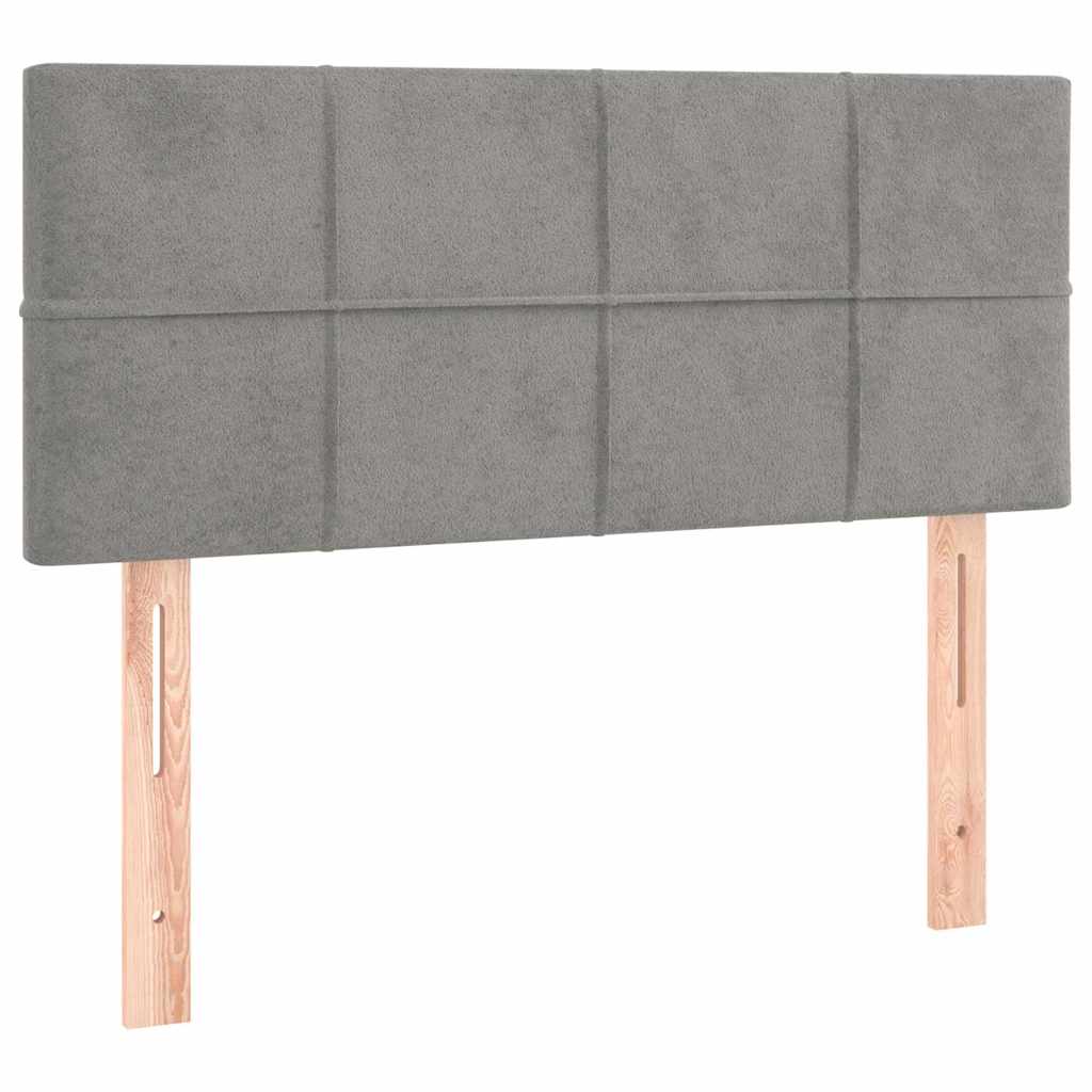vidaXL Hoofdbord LED 100x5x78/88 cm fluweel lichtgrijs grijs, foto 4