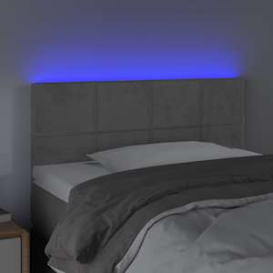 Čelo postele s LED světle šedé 100 x 5 x 78/88 cm samet - obrázek 3