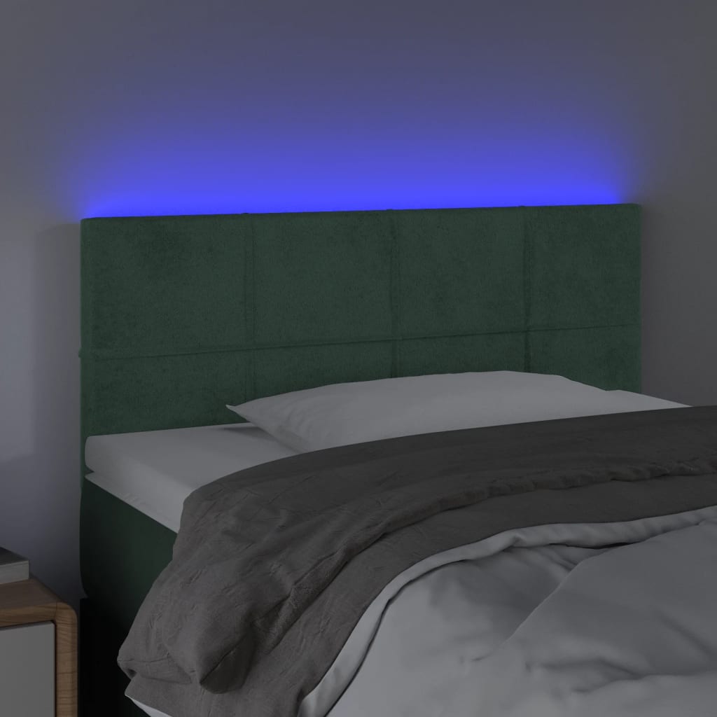 Thumbnail - vidaXL LED Kopfteil Dunkelgrün 100x5x78/88 cm Samt