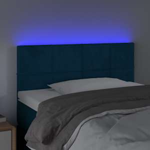 Čelo postele s LED tmavě modré 100x5x78/88 cm samet - obrázek 3