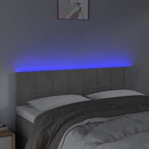 Čelo postele s LED světle šedé 144 x 5 x 78/88 cm samet - obrázek 3