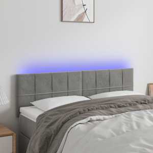 Čelo postele s LED světle šedé 144 x 5 x 78/88 cm samet - obrázek 1