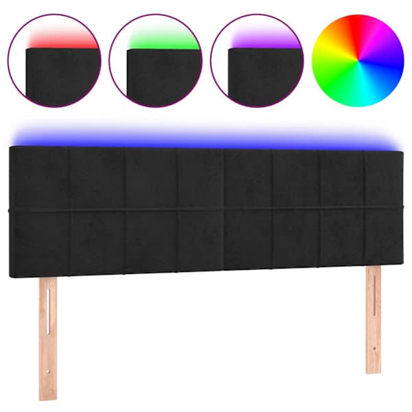 vidaXL LED-voodipeats, must, 144x5x78/88 cm, samet