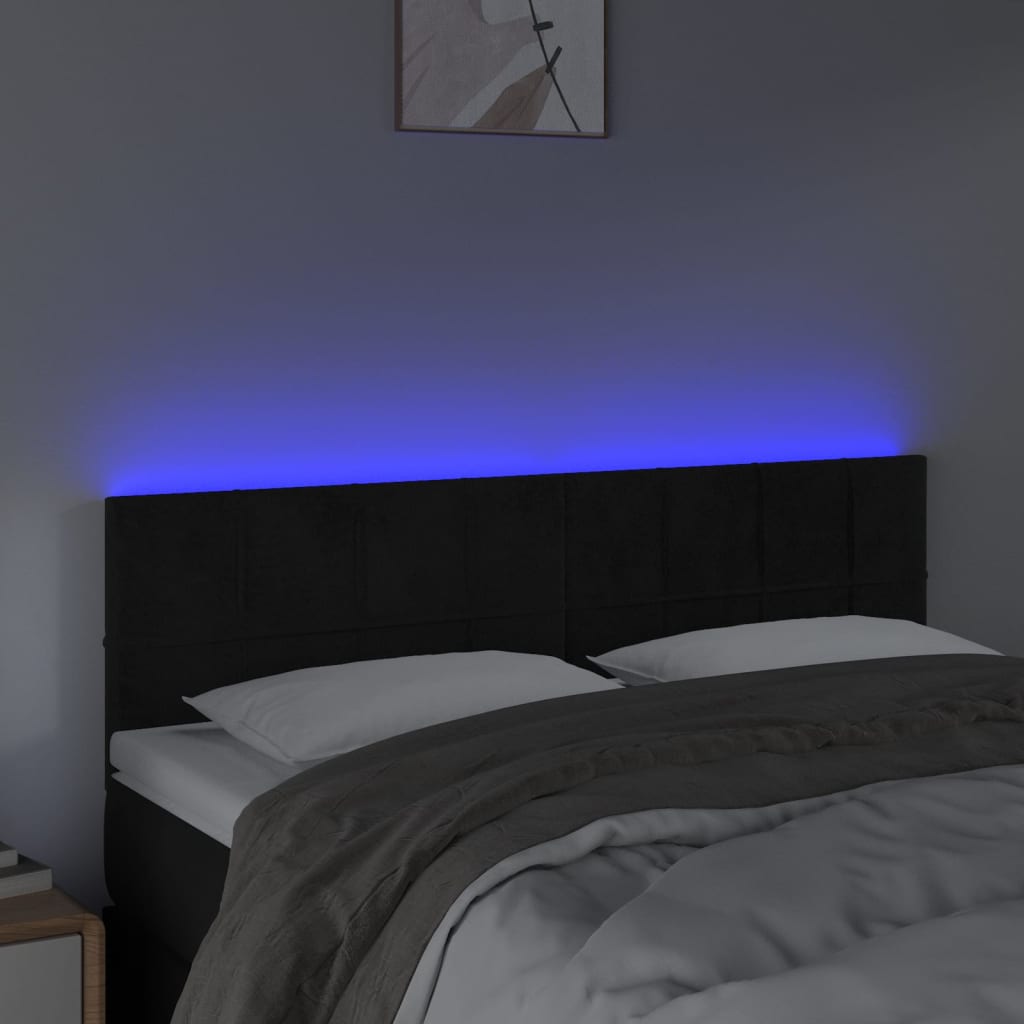 Thumbnail - vidaXL LED Kopfteil Schwarz 144x5x78/88 cm Samt
