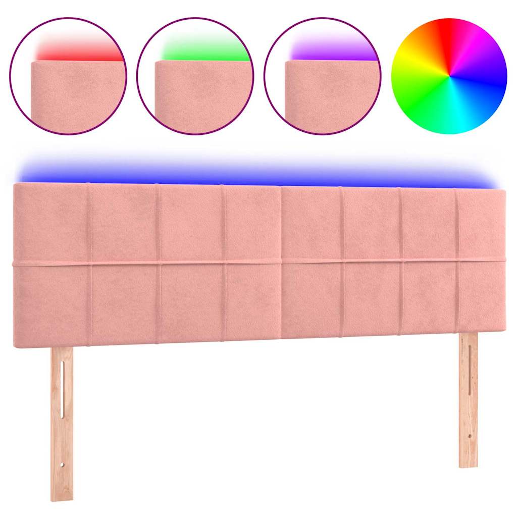 vidaXL Hoofdbord LED 144x5x78/88 cm fluweel roze, foto 3