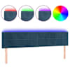 vidaXL LED-voodipeats, tumesinine, 160x5x78/88 cm, samet