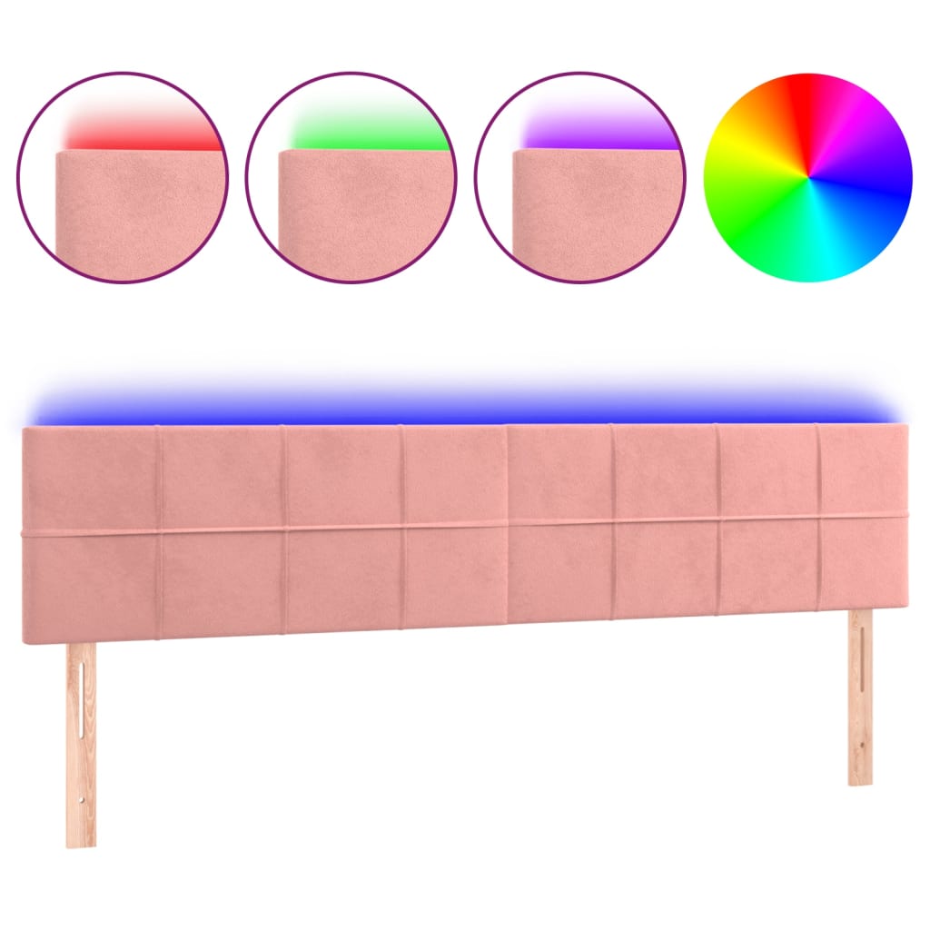 vidaXL ÄŚelo postele s LED rĹŻĹľovĂ© 160x5x78/88 cm samet