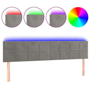 vidaXL LED-voodipeats, helehall, 180x5x78/88 cm, samet