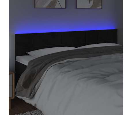 vidaXL Hoofdbord LED 180x5x78/88 cm fluweel zwart