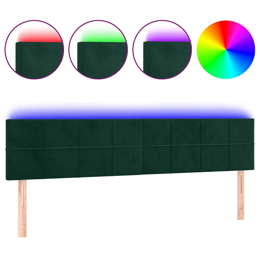 vidaXL Hoofdbord LED 200x5x78/88 cm fluweel donkergroen groen, foto 3