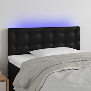 Čelo postele s LED černé 80 x 5 x 78/88 cm umělá kůže - obrázek 1