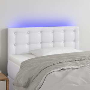 Čelo postele s LED bílé 80 x 5 x 78/88 cm umělá kůže - obrázek 1