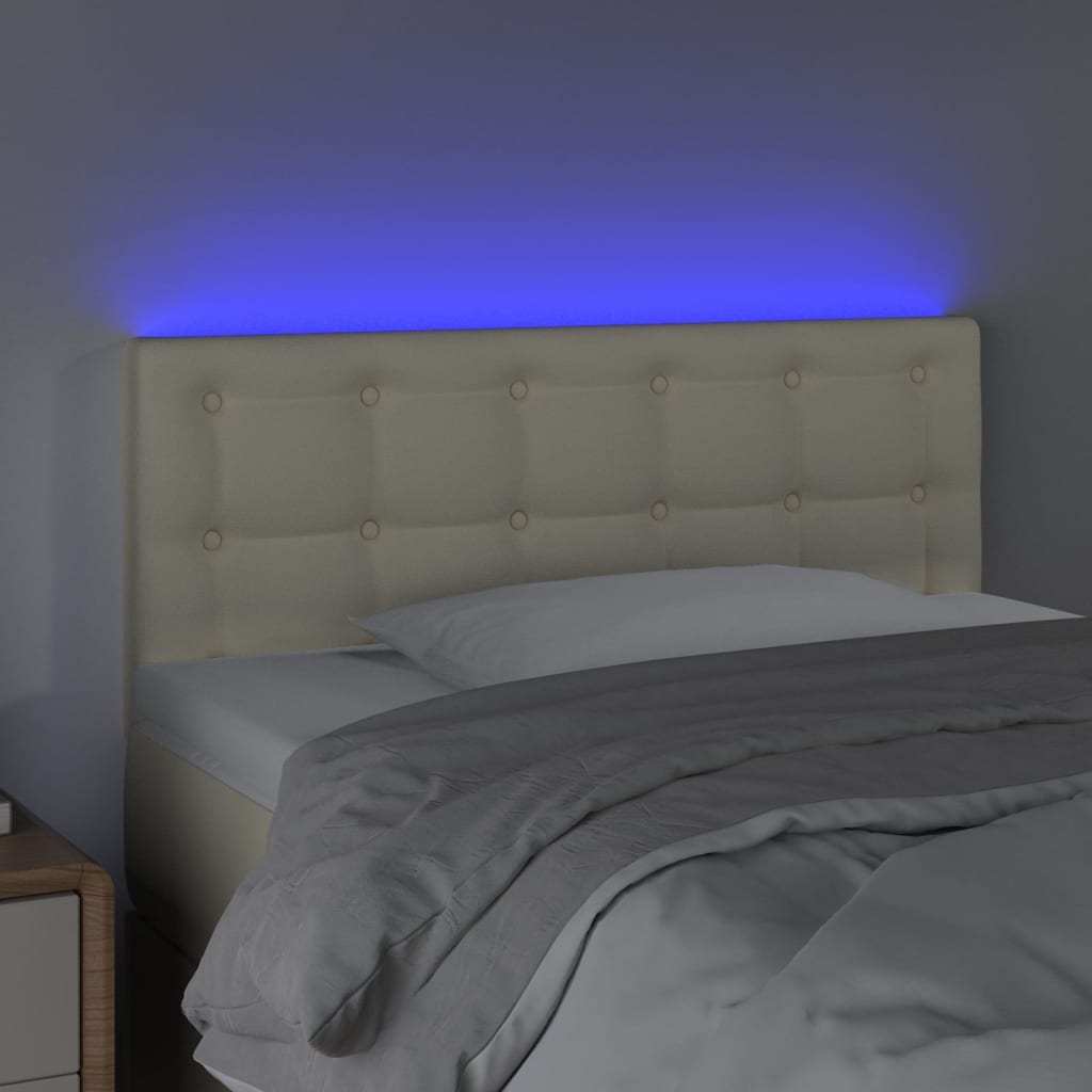 vidaXL Čelo postele s LED krémové 80x5x78/88 cm umelá koža