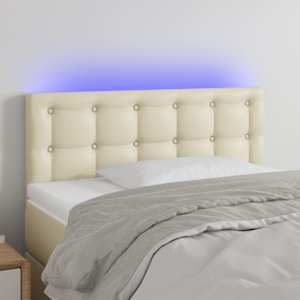 Čelo postele s LED krémové 80 x 5 x 78/88 cm umělá kůže - obrázek 1