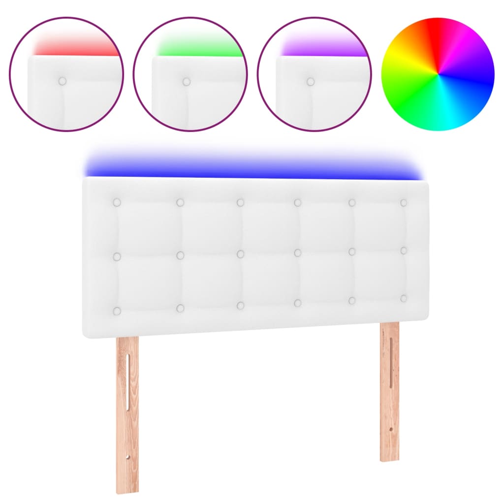vidaXL Čelo postele s LED bílé 90x5x78/88 cm umělá kůže