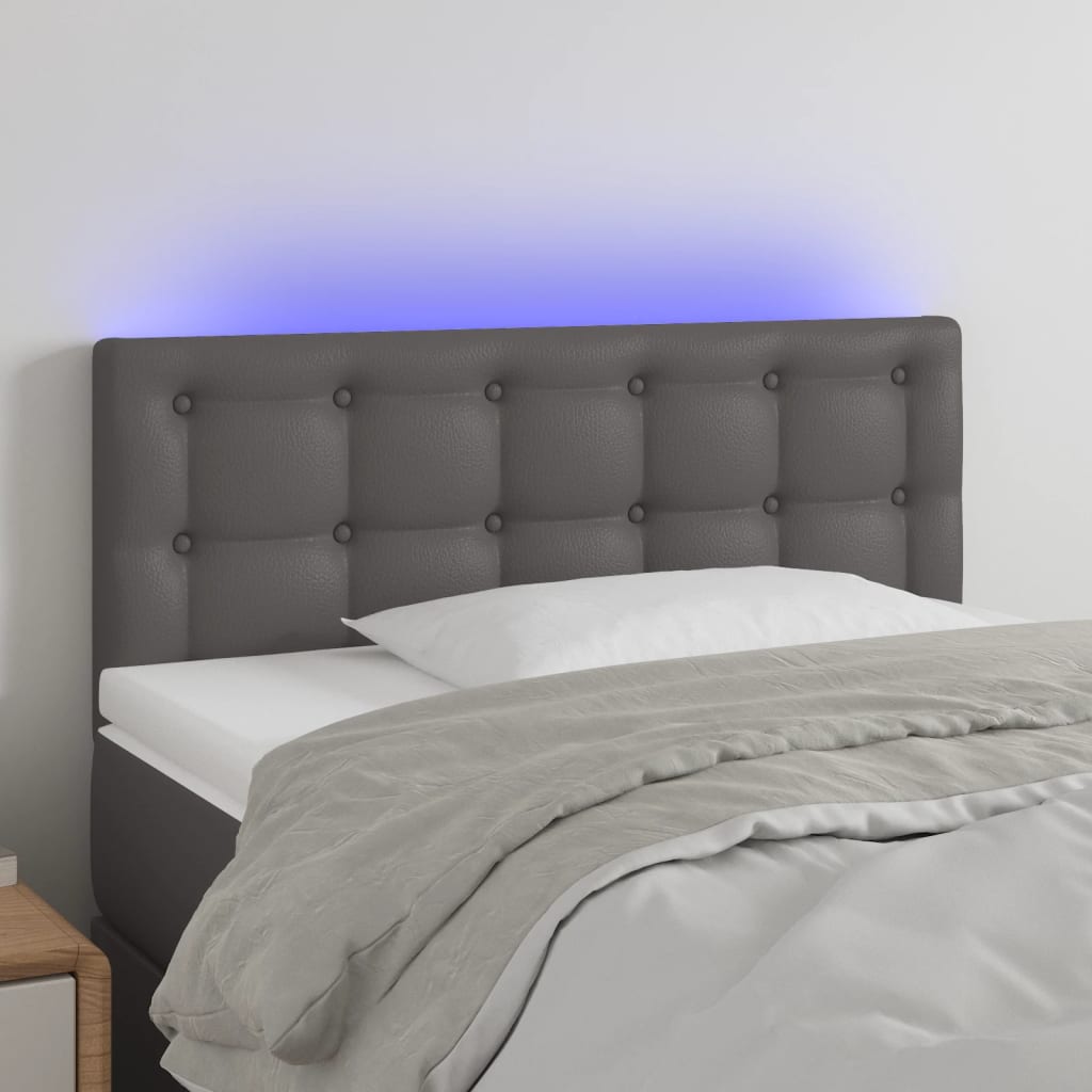 vida XL LED Kopfteil Grau 90x 5x 78/88 cm Kunstleder