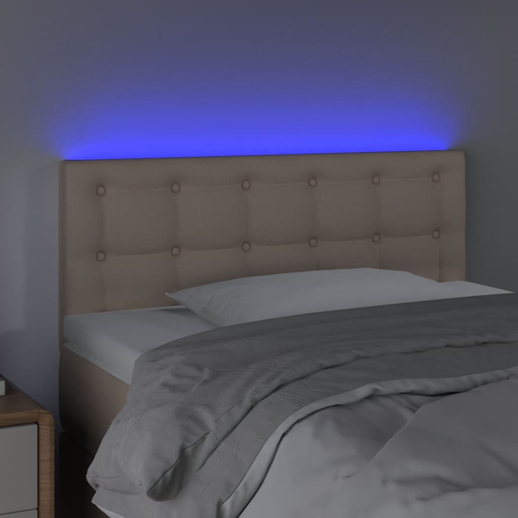 vidaXL Hoofdbord LED 90x5x78/88 cm kunstleer cappuccinokleurig afbeelding
