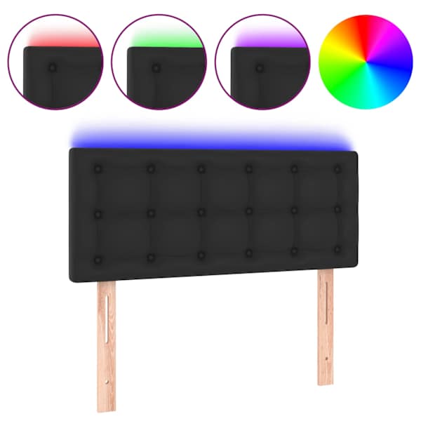 vidaXL LED-voodipeats, must, 100x5x78/88 cm, kunstnahk