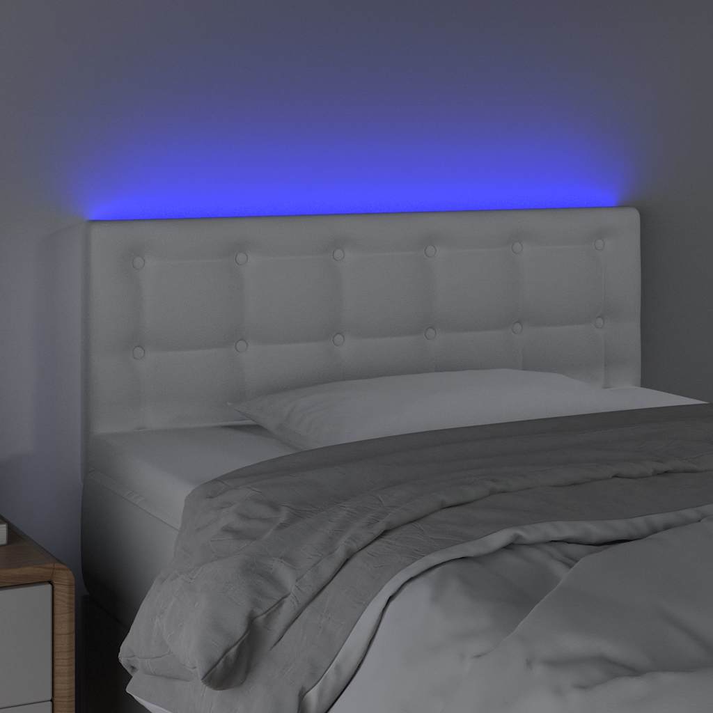 vidaXL Hoofdbord LED 100x5x78/88 cm kunstleer wit, foto 2