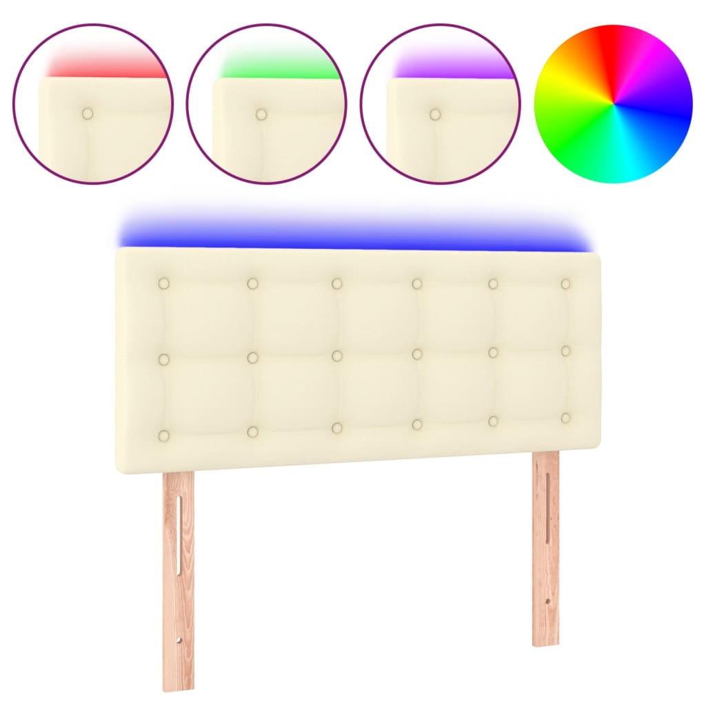 vidaXL Čelo postele s LED krémové 100x5x78/88 cm umělá kůže