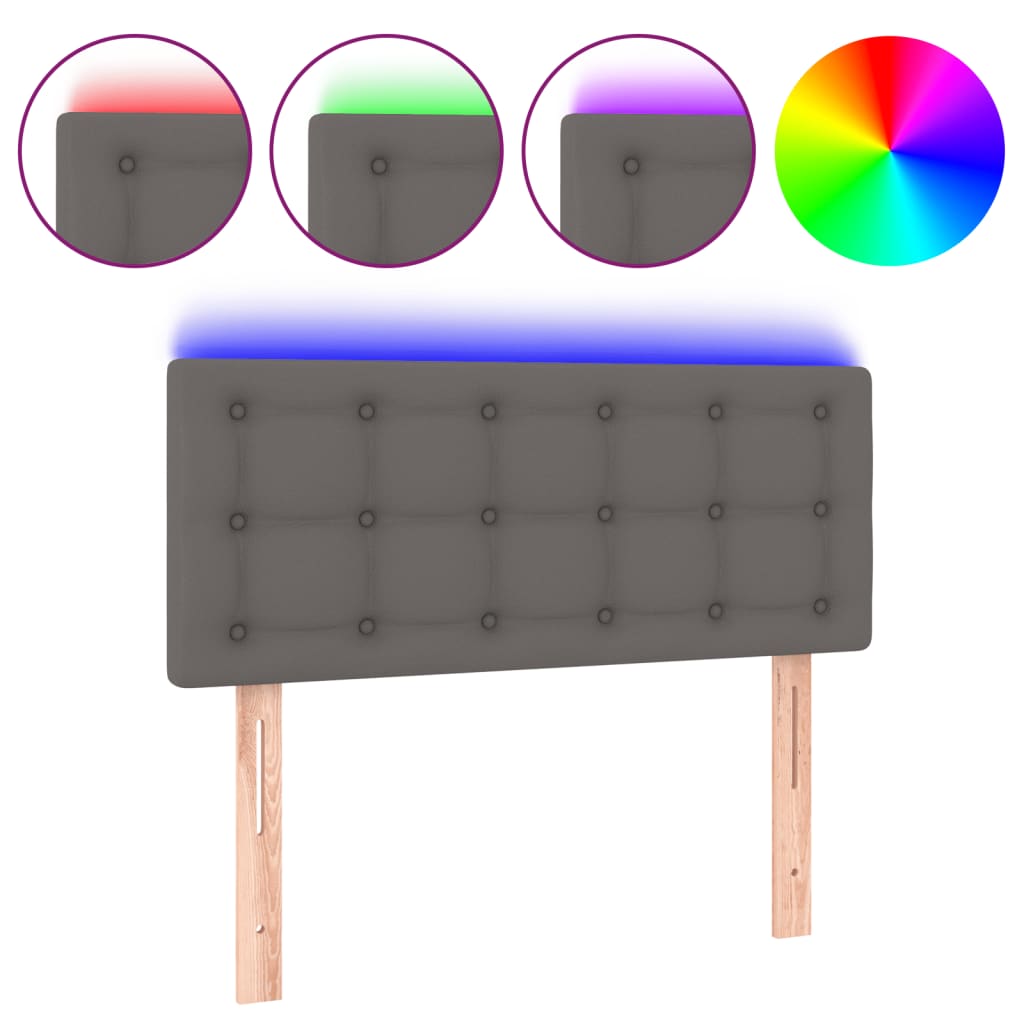 vidaXL Čelo postele s LED šedé 100x5x78/88 cm umělá kůže