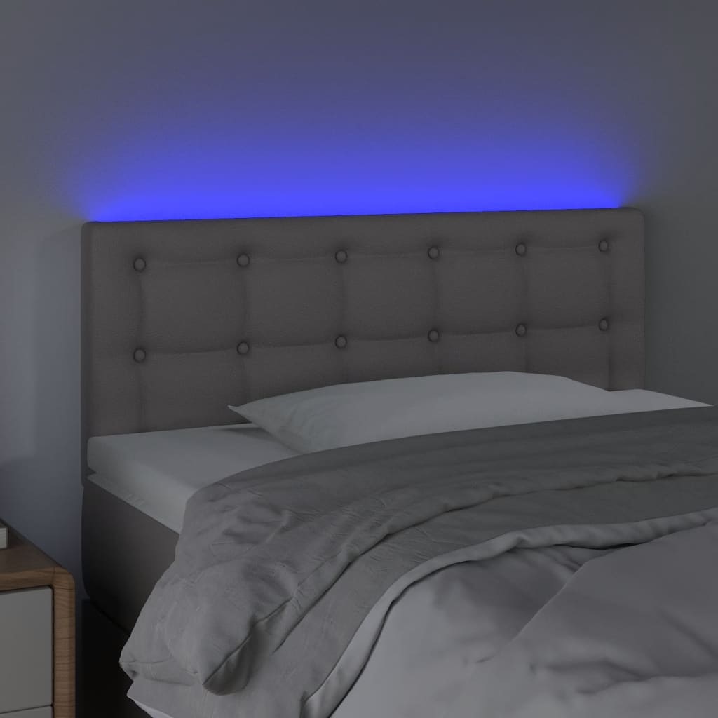 vidaXL Hoofdbord LED 100x5x78/88 cm kunstleer grijs afbeelding
