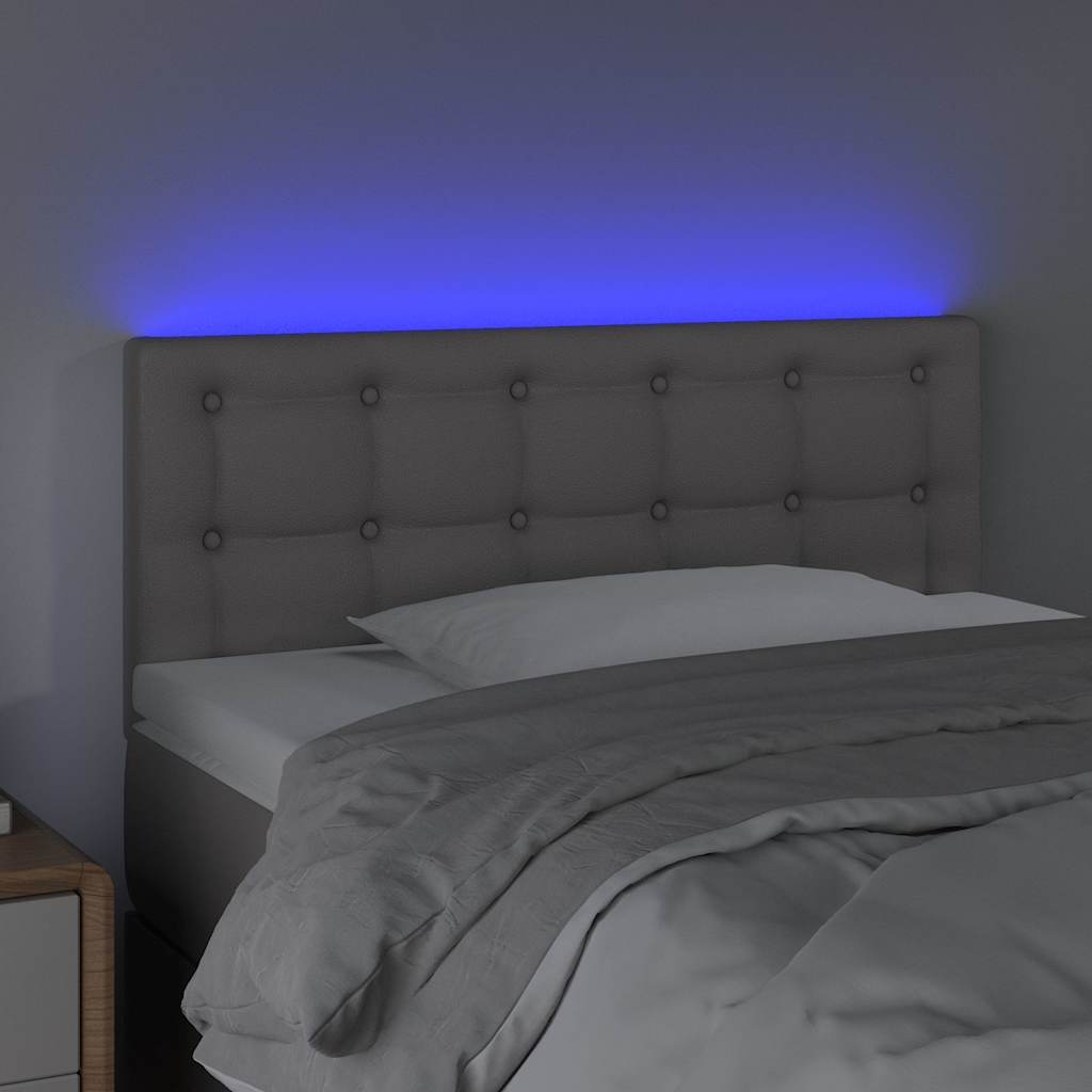 vidaXL Hoofdbord LED 100x5x78/88 cm kunstleer grijs, foto 2