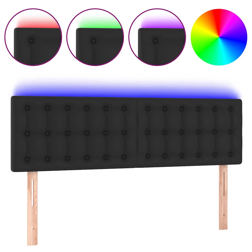 vidaXL Hoofdbord LED 144x5x78/88 cm kunstleer zwart, foto 3