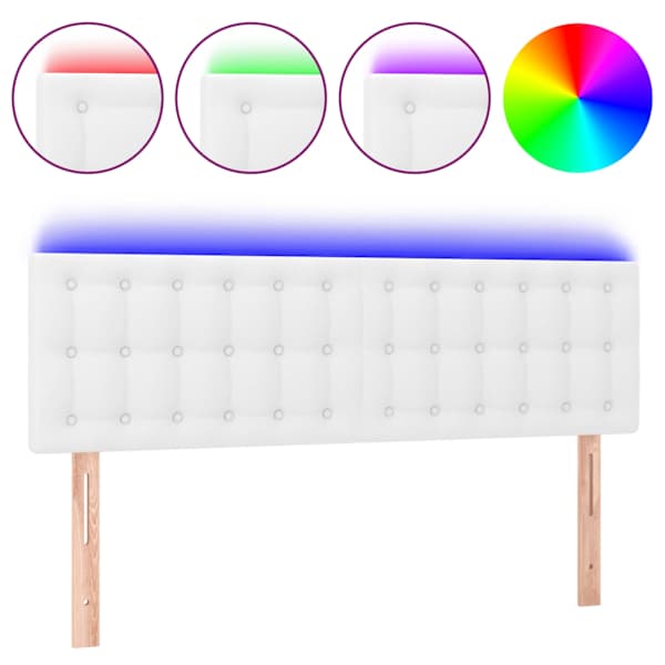 vidaXL LED-voodipeats, valge, 144x5x78/88 cm kunstnahk