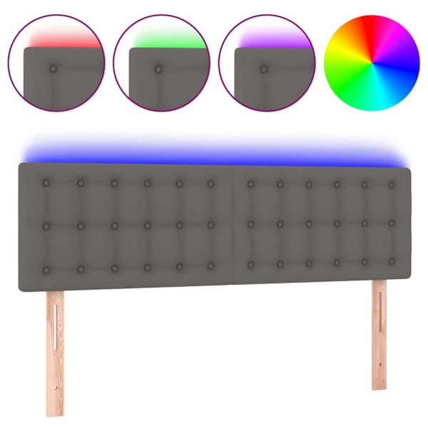 vidaXL LED-voodipeats, hall, 144x5x78/88 cm, kunstnahk