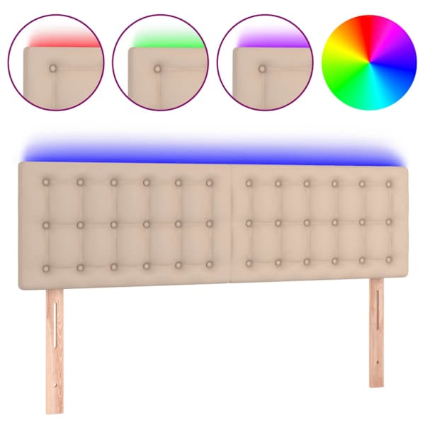 vidaXL LED-voodipeats, Cappuccino, 144x5x78/88 cm kunstnahk