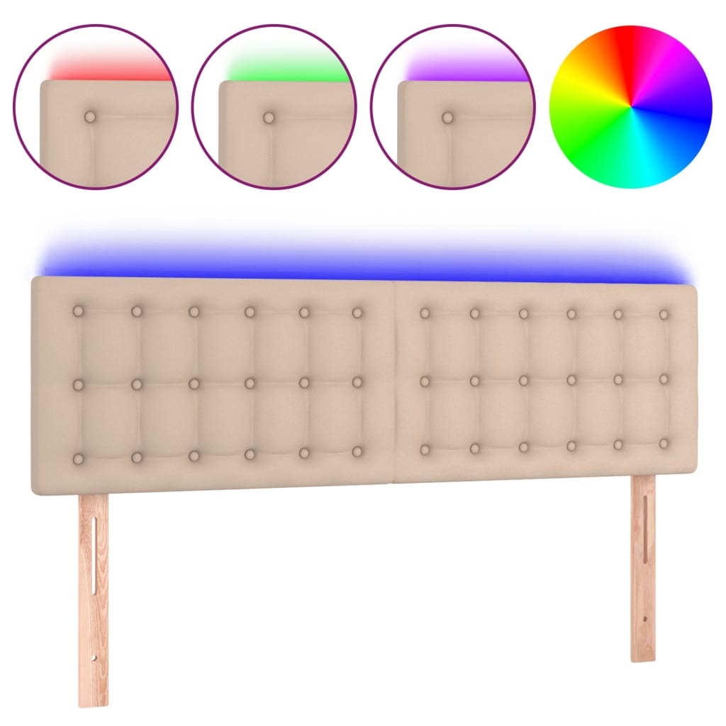 vidaXL ÄŚelo postele s LED cappuccino 144x5x78/88 cm umÄ›lĂˇ kĹŻĹľe