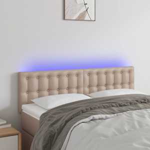 LED posteljno vzglavje kapučino 144x5x78/88 cm umetno usnje