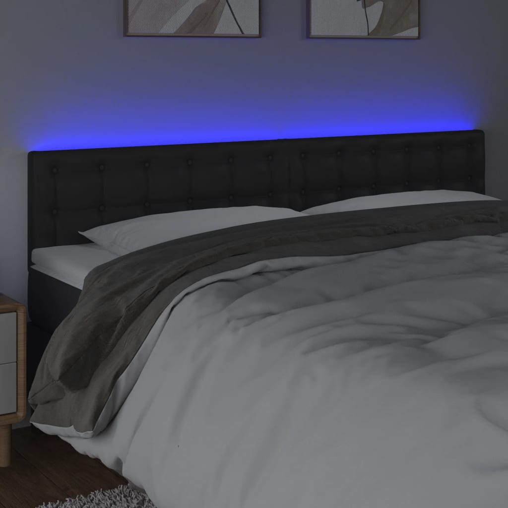 vidaXL Hoofdbord LED 160x5x78/88 cm kunstleer zwart afbeelding