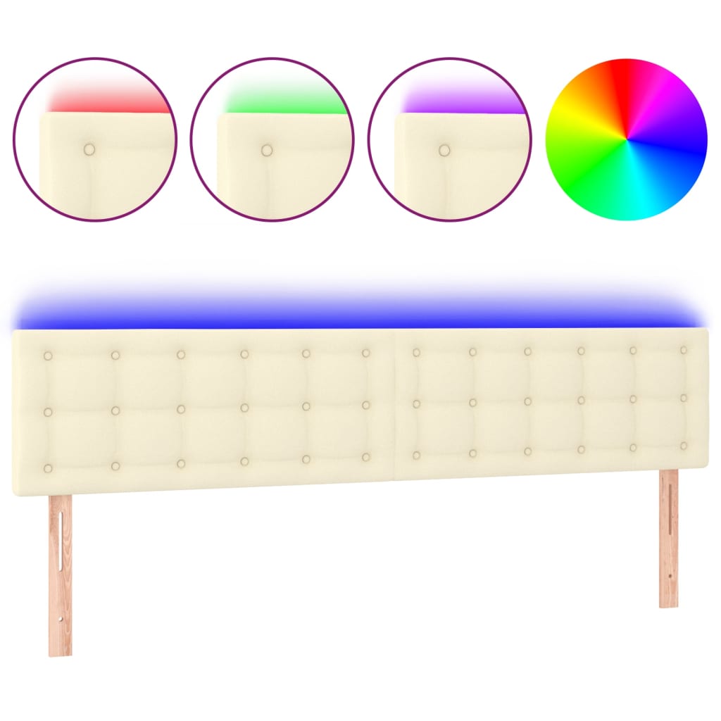 vidaXL Čelo postele s LED krémové 160x5x78/88 cm umělá kůže