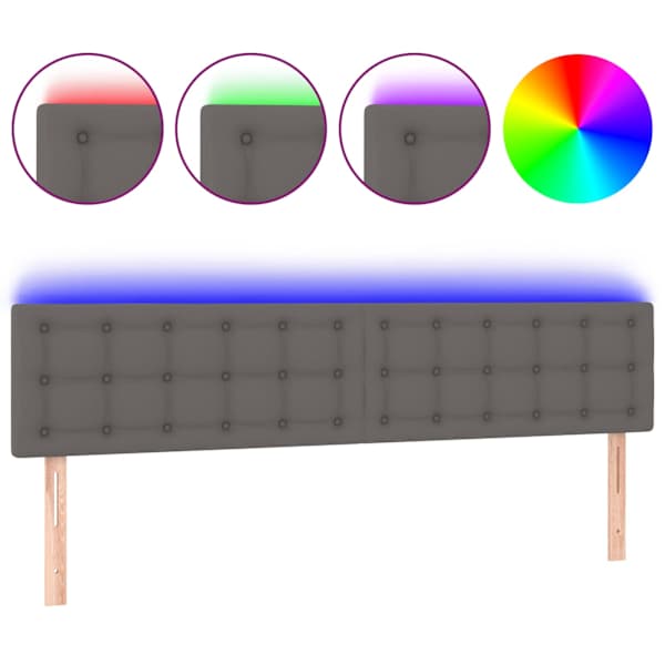 vidaXL LED-voodipeats, hall, 160x5x78/88 cm, kunstnahk