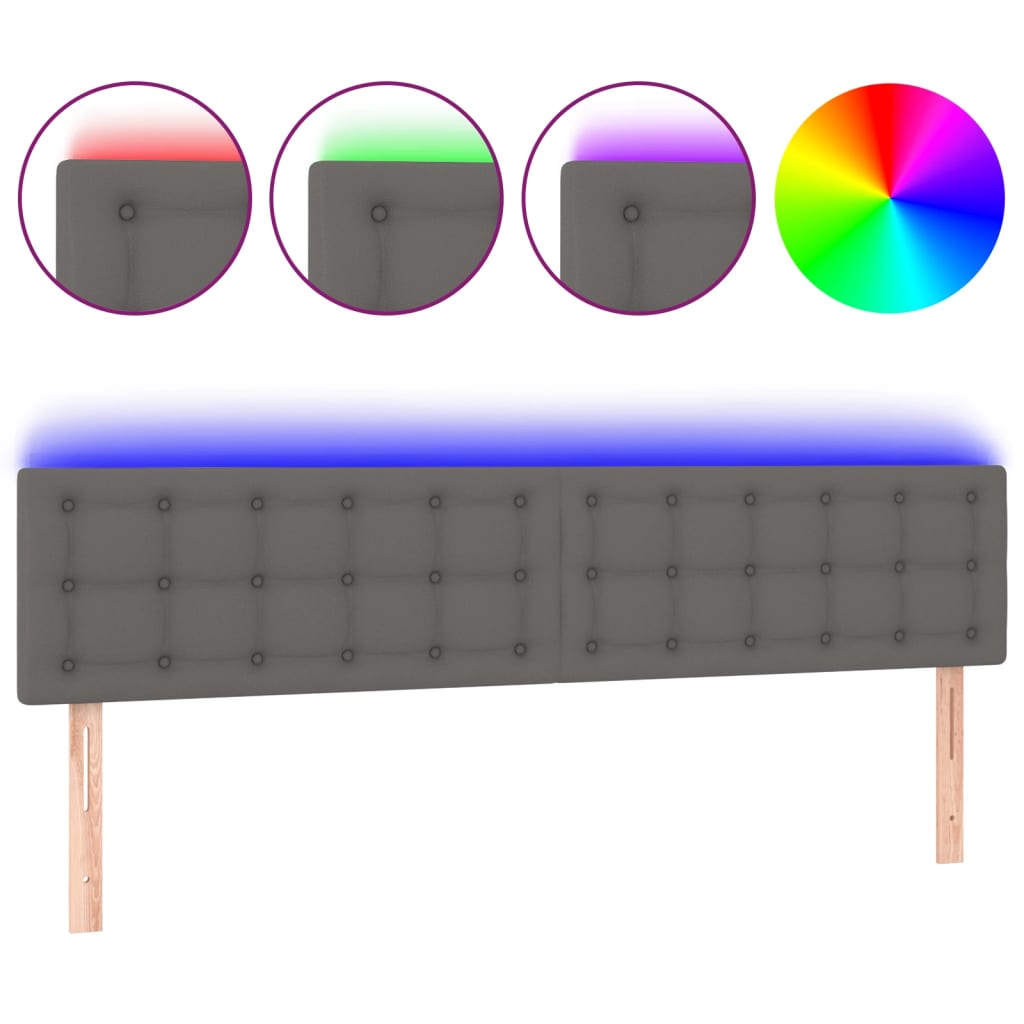 vidaXL Čelo postele s LED šedé 160x5x78/88 cm umělá kůže