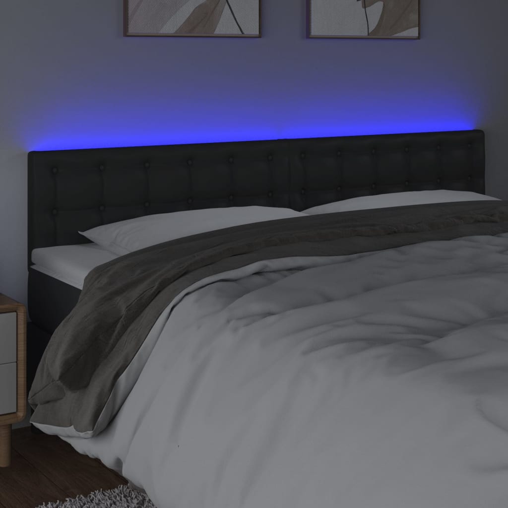 vidaXL Hoofdbord LED 180x5x78/88 cm kunstleer zwart afbeelding