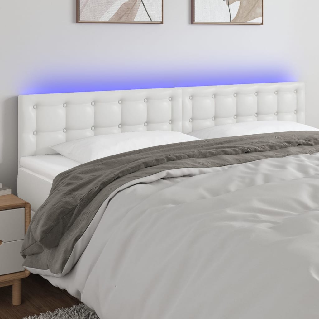 vidaXL Tête de lit à LED Blanc 180x5x78/88 cm Similicuir